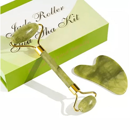 Real Jade Facial Roller and Gua Sha Set