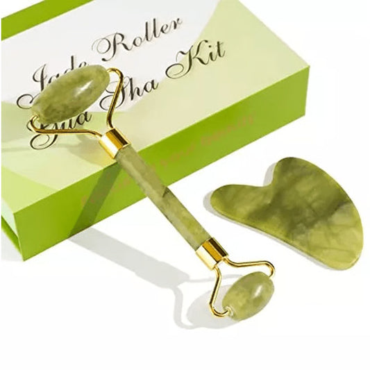 Real Jade Facial Roller and Gua Sha Set