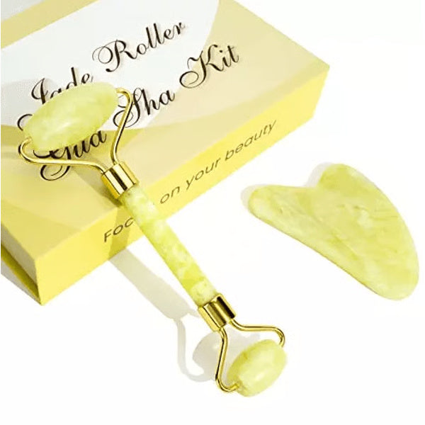 Real Jade Facial Roller and Gua Sha Set