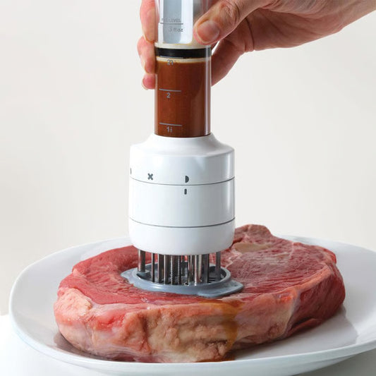 2-in-1 Needle Meat Tenderizer & Marinade Injector – Sharp Blades Steak Tenderizer Tool